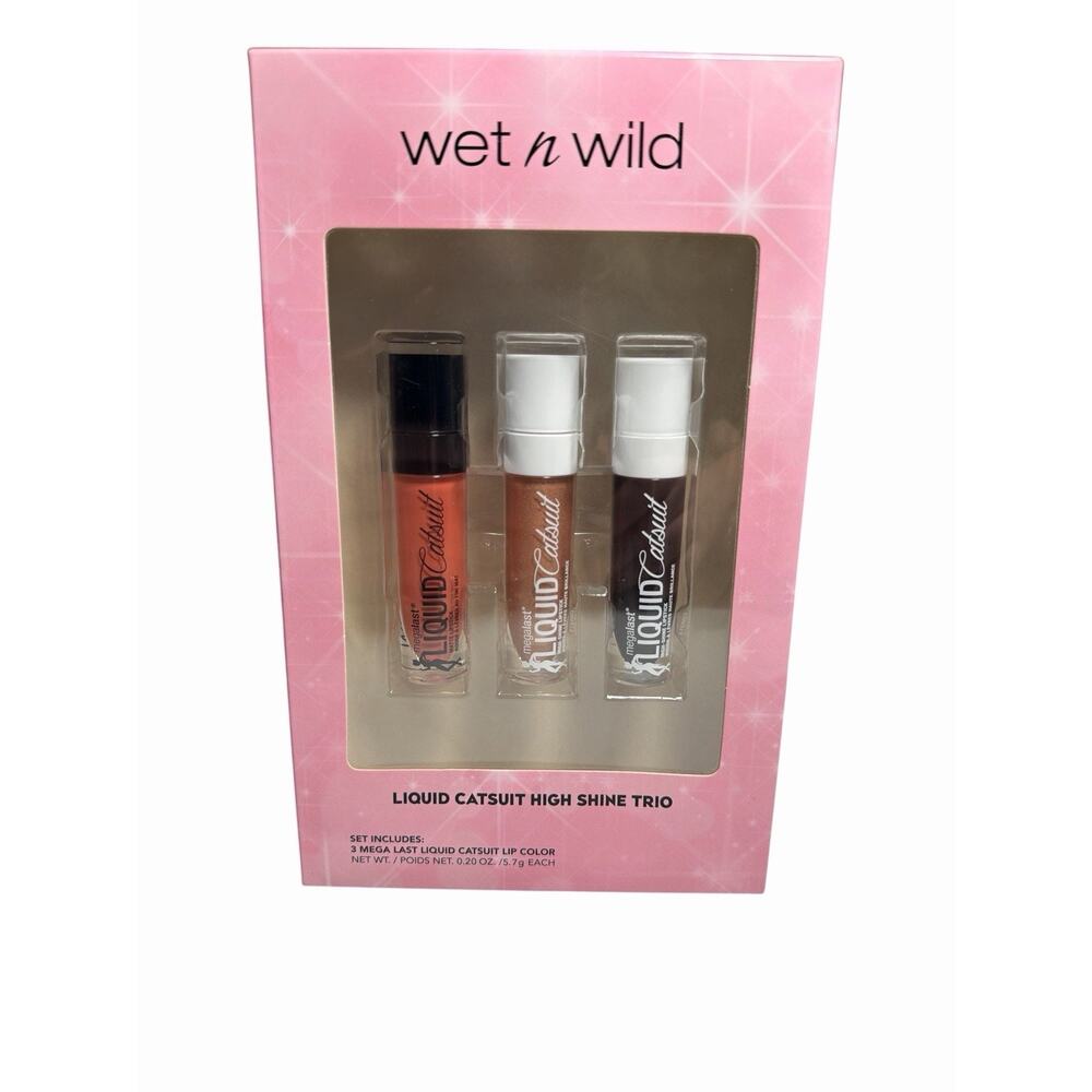 Wet N Wild Liquid Catsuit High Shine 3 Lip Color Trio Gift Set Lipstick NEW!